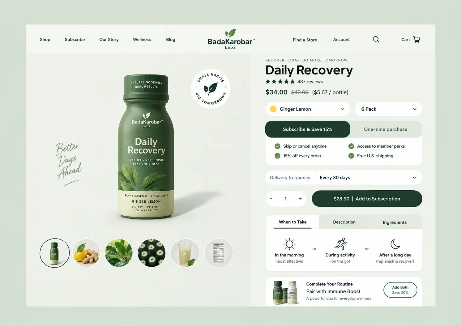 Conversion focused product page design