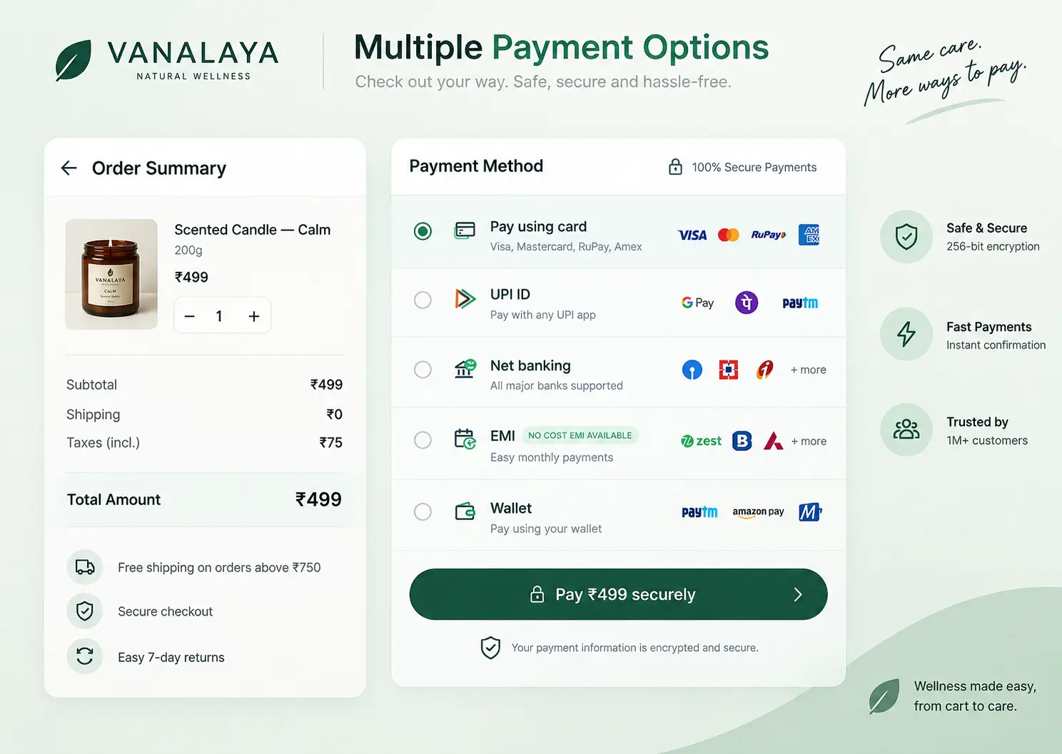 Ecommerce checkout and payment options